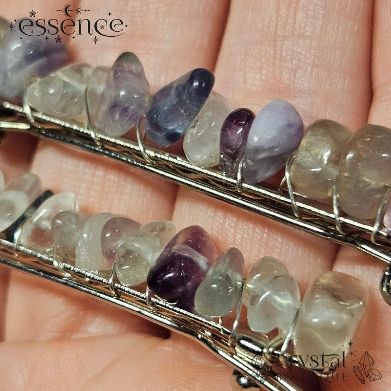 Rainbow Fluorite chip hair clips