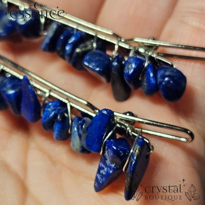 Lapis Lazuli Chip Hair Clips