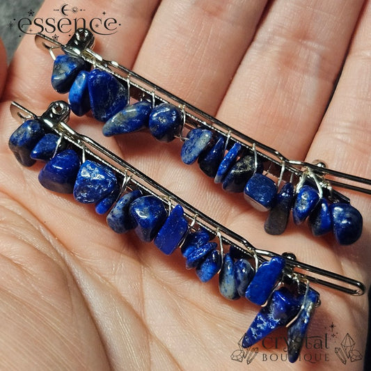 Lapis Lazuli Chip Hair Clips