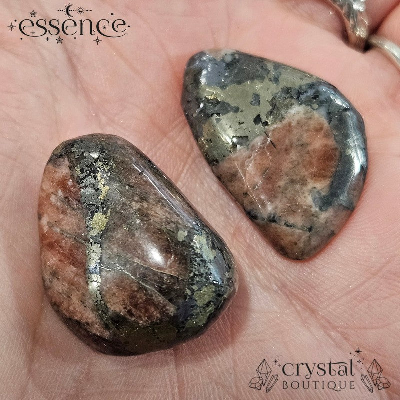 Triplite, Wagnerite & Pyrite Tumbled Stone