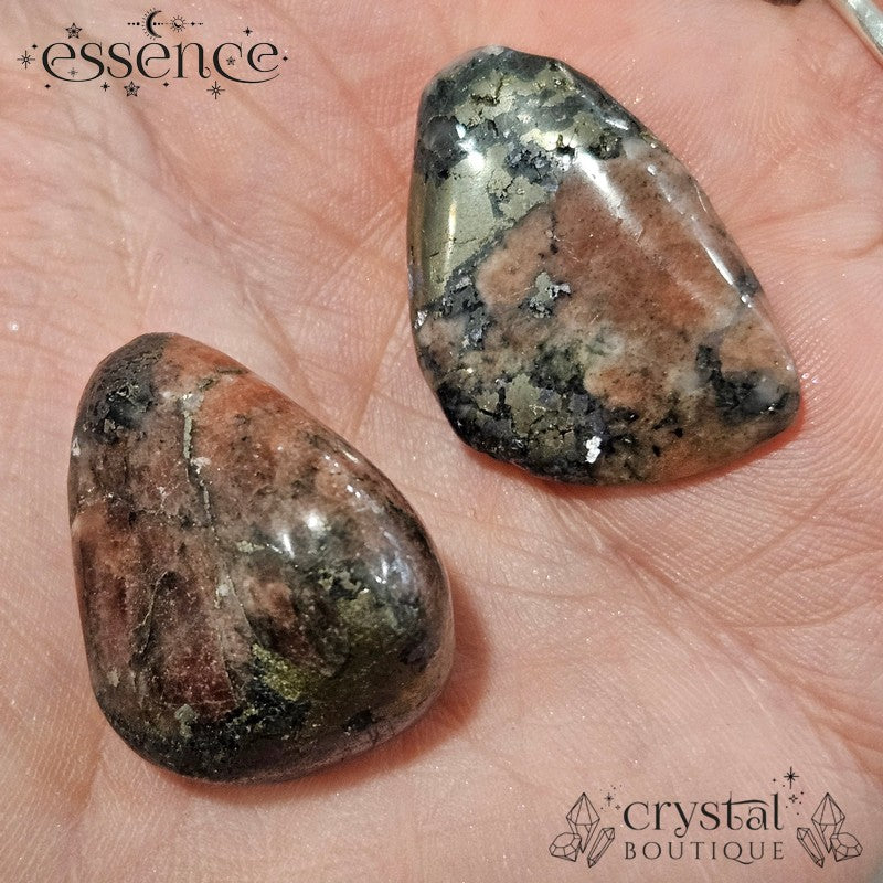 Triplite, Wagnerite & Pyrite Tumbled Stone