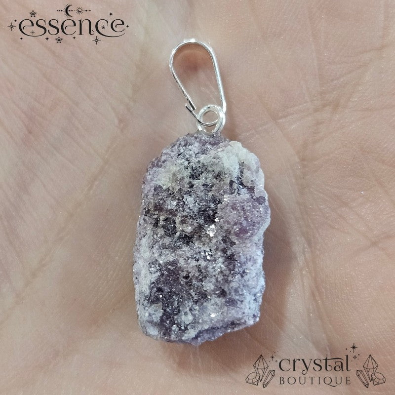 Raw Lepidolite Pendant with Silver Plated Bail