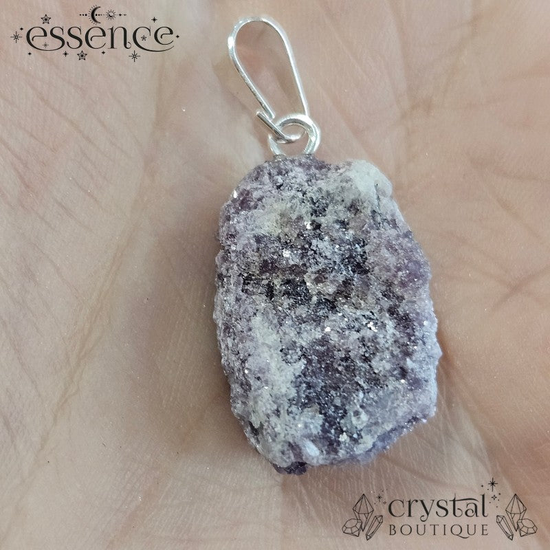 Raw Lepidolite Pendant with Silver Plated Bail