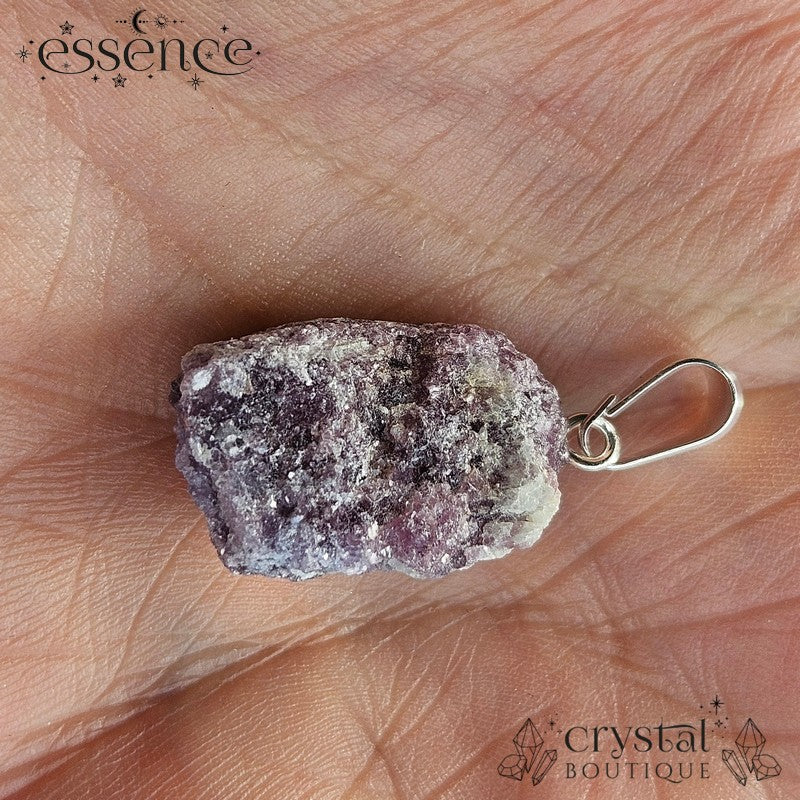 Raw Lepidolite Pendant with Silver Plated Bail