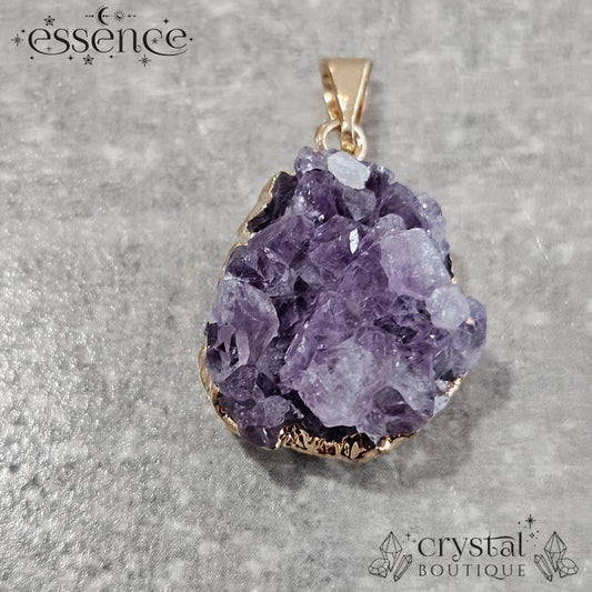 Amethyst Druze Pendant , Gold Electroplated