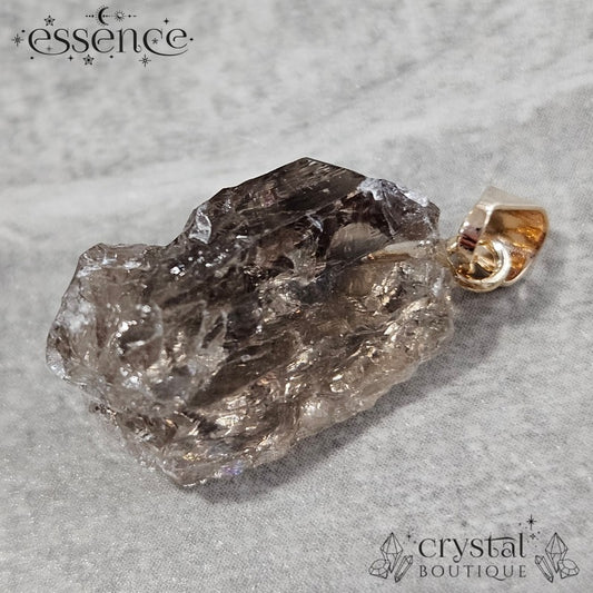 Smoky Quartz Rough Pendant with Gold-Plated Bail