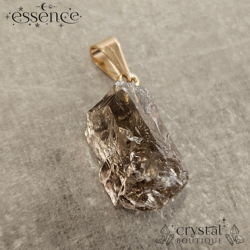 Smoky Quartz Rough Pendant with Gold-Plated Bail