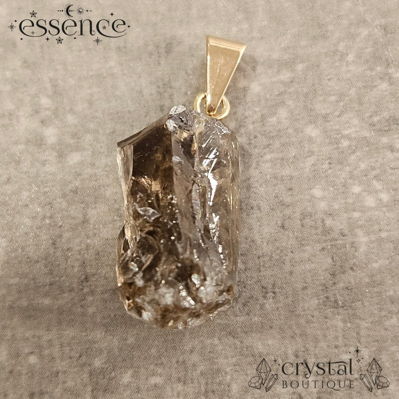 Smoky Quartz Rough Pendant with Gold-Plated Bail