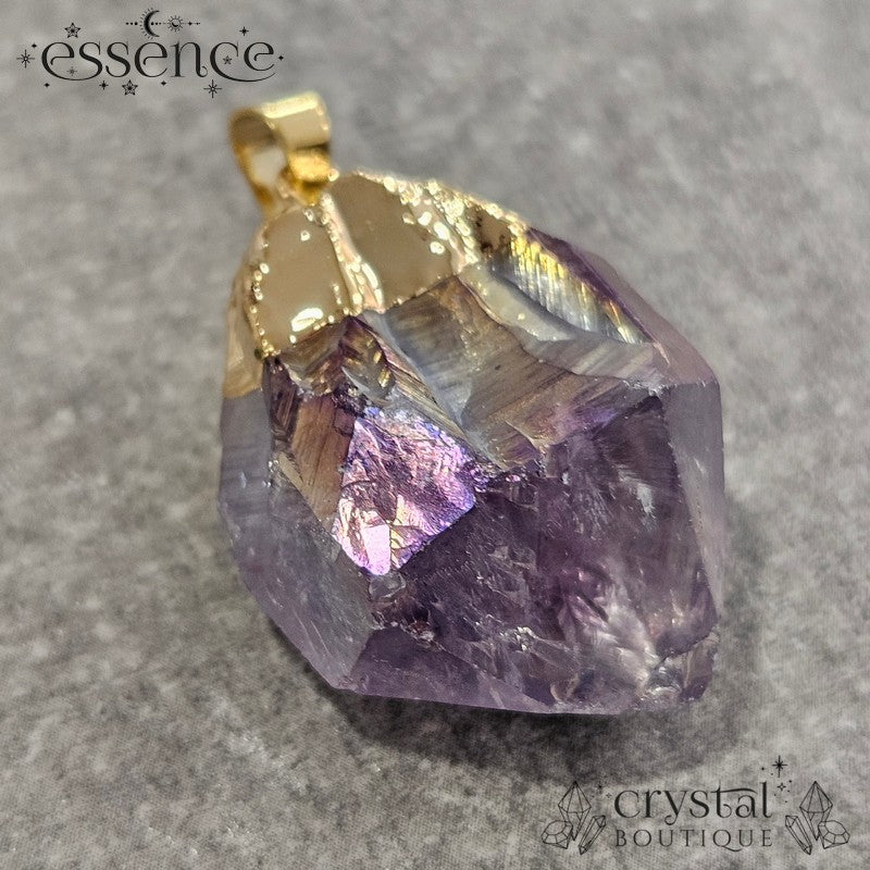 Aura Amethyst Point Pendant Gold Electroplated