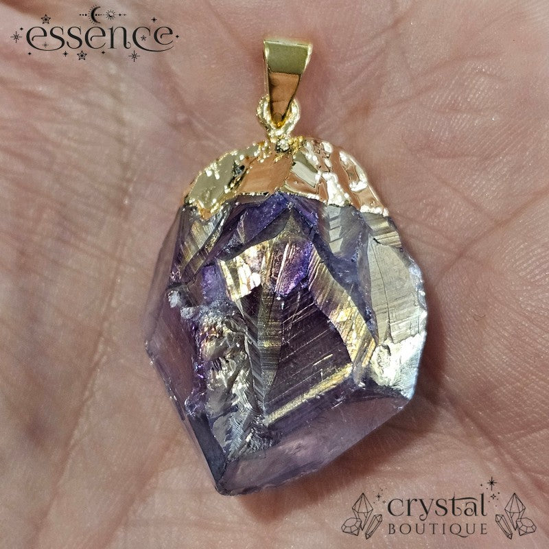 Aura Amethyst Point Pendant Gold Electroplated