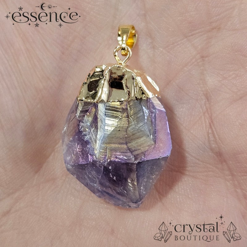 Aura Amethyst Point Pendant Gold Electroplated