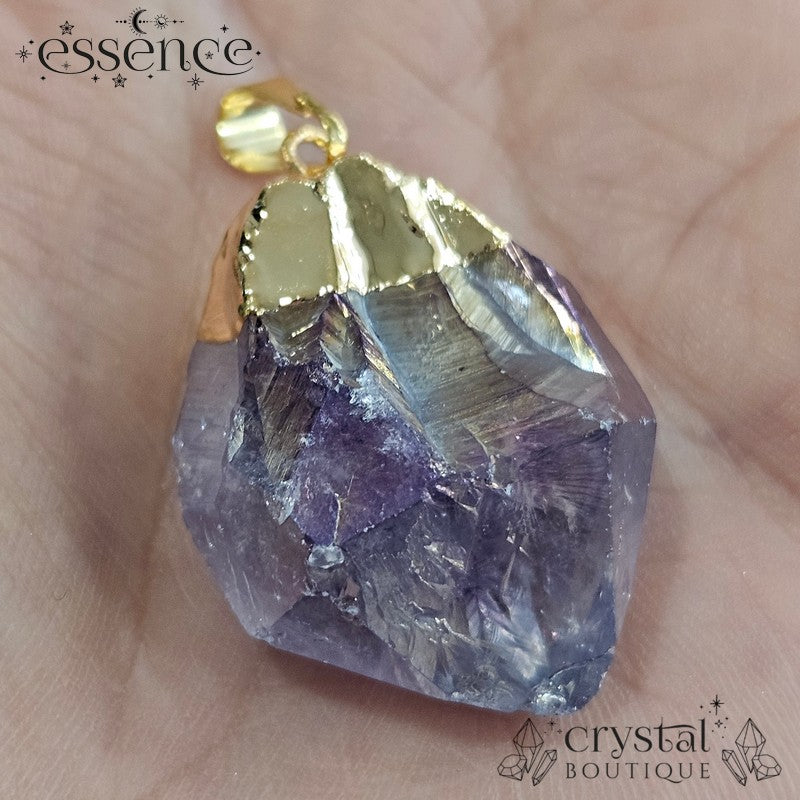 Aura Amethyst Point Pendant Gold Electroplated