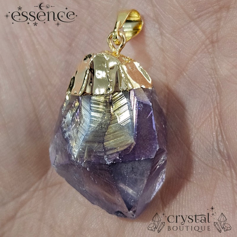 Aura Amethyst Point Pendant Gold Electroplated