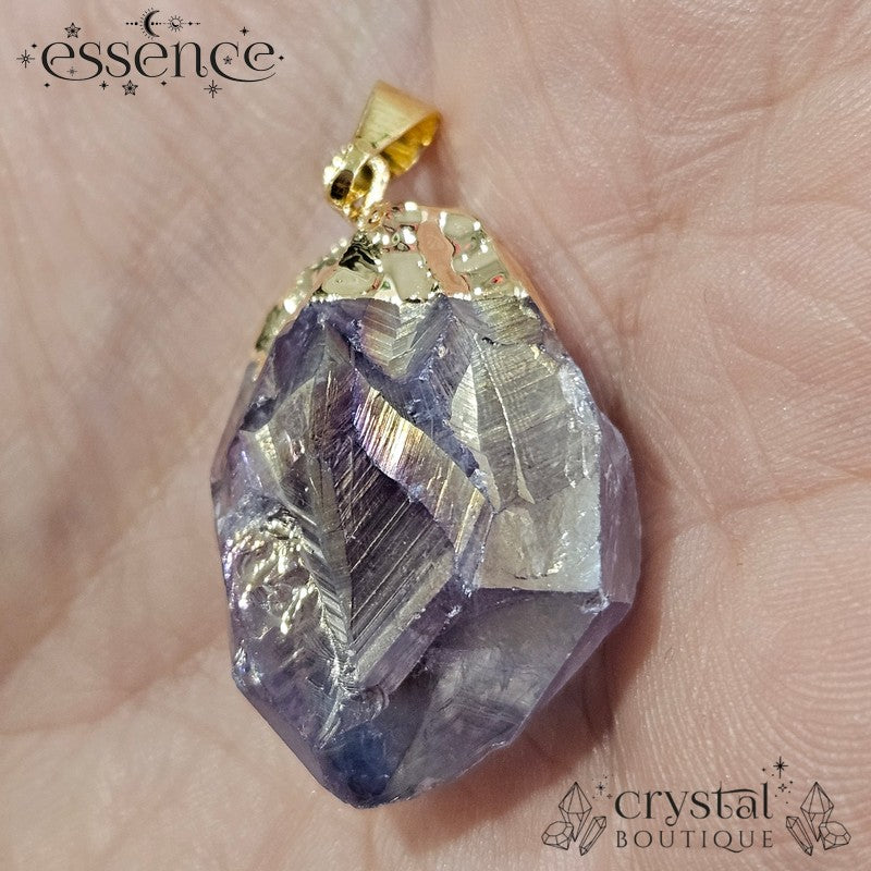 Aura Amethyst Point Pendant Gold Electroplated