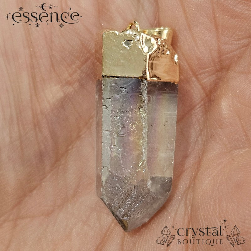 Aura Quartz Point Pendant Gold Electroplated