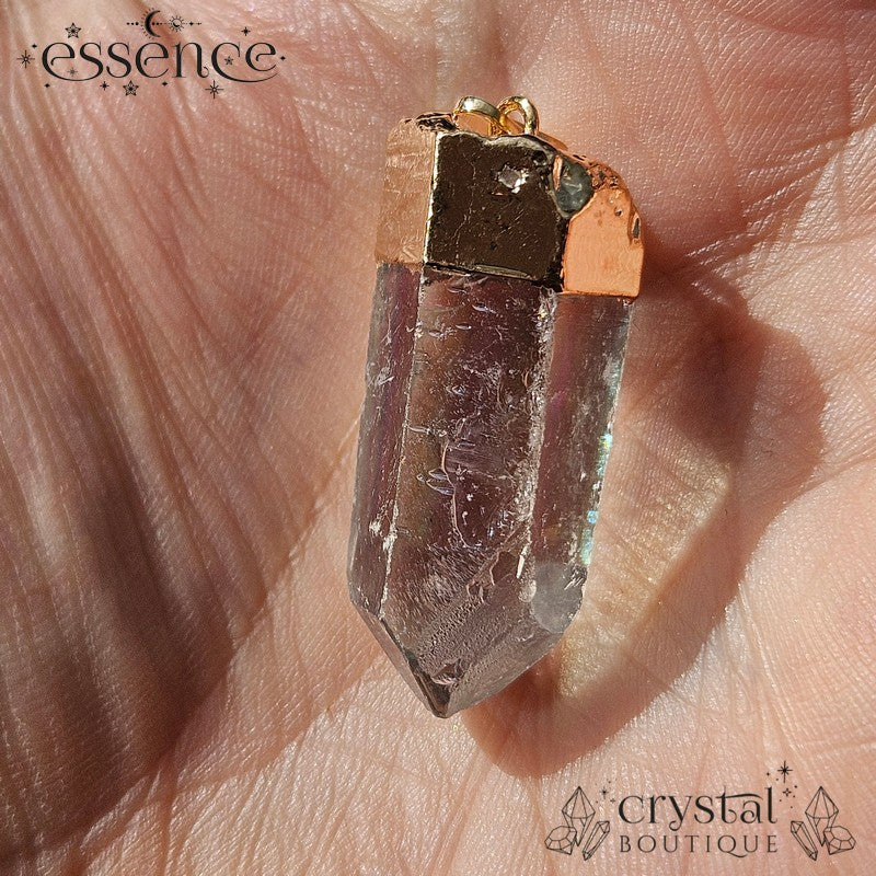 Aura Quartz Point Pendant Gold Electroplated