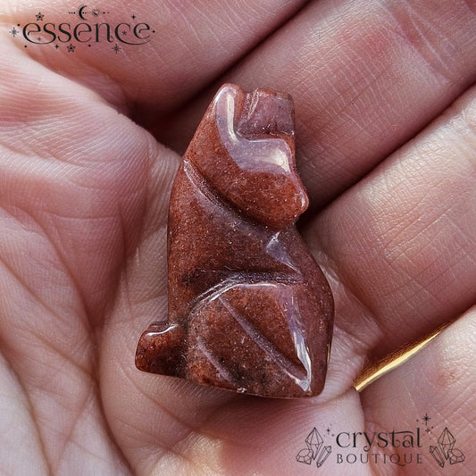 Red Aventurine Howling Wolf