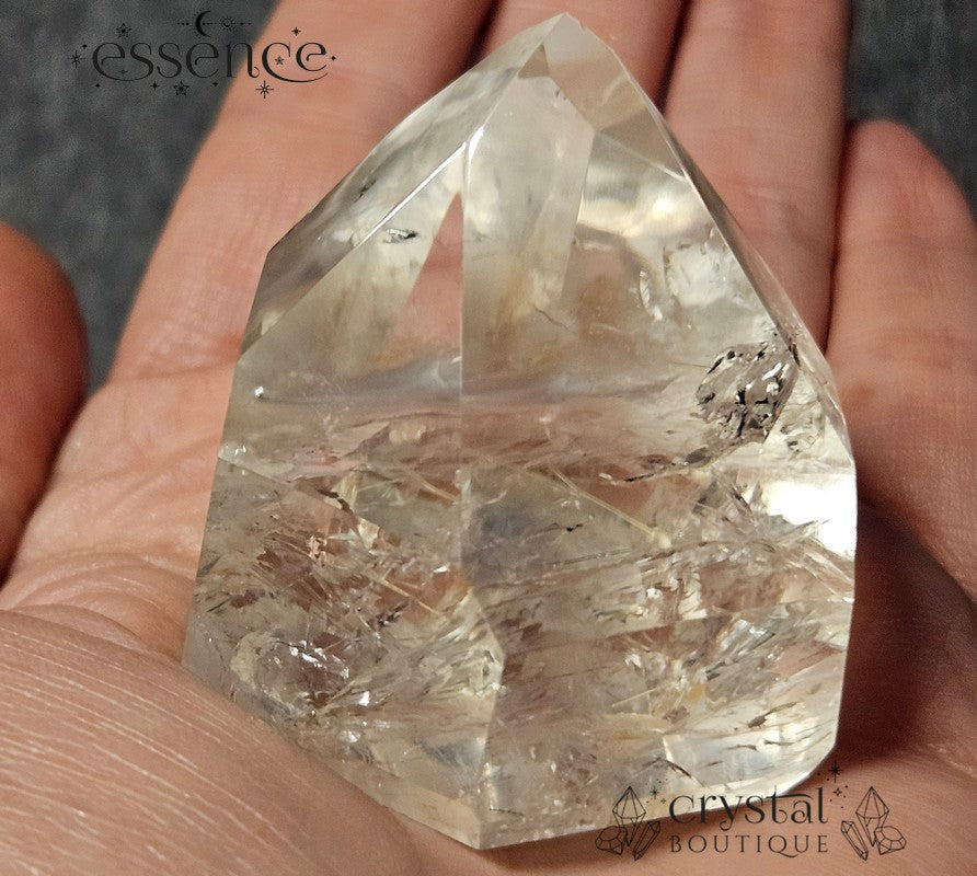 Brazilian Clear Quartz Free Form / point with Tourmaline & Rutile