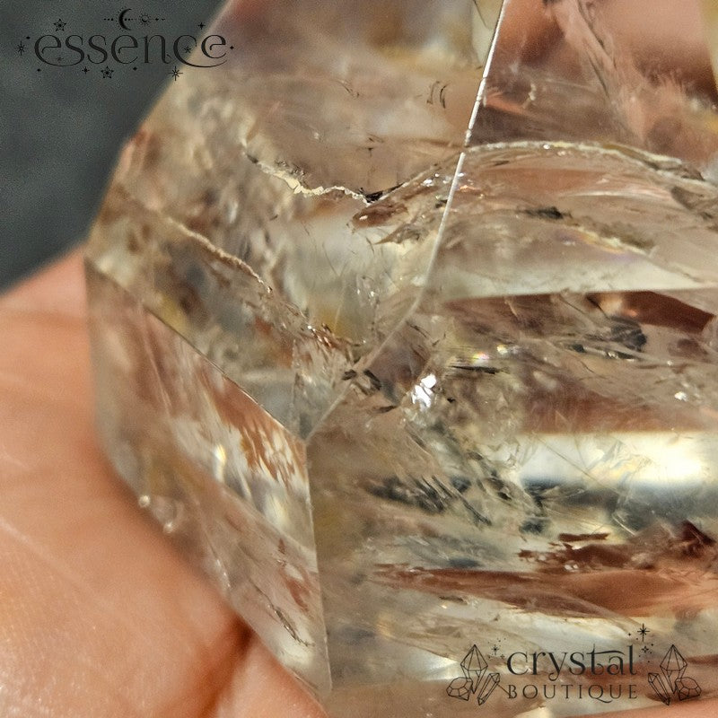 Brazilian Clear Quartz Free Form / point with Tourmaline & Rutile