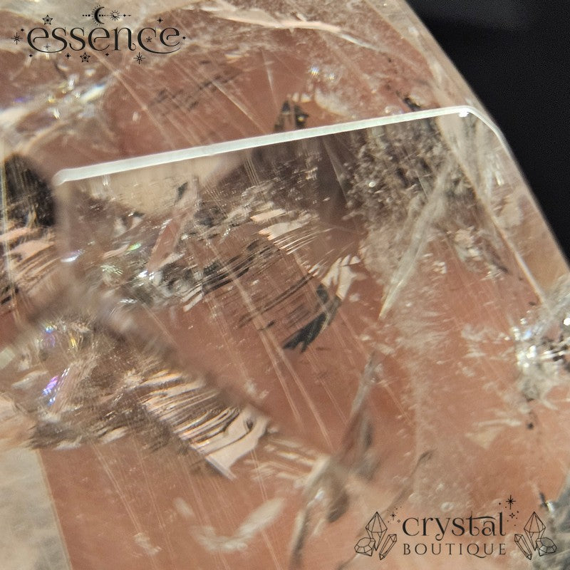 Clear Quartz Free Form with Silver Angel Hair (Silver Rutile)