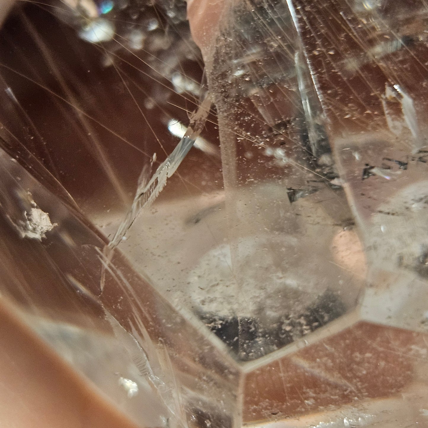 Clear Quartz Free Form with Silver Angel Hair (Silver Rutile)