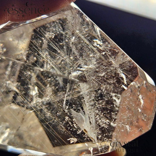 Clear Quartz Free Form with Silver Angel Hair (Silver Rutile)