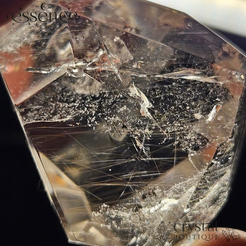 Clear Quartz Free Form with Silver Angel Hair (Silver Rutile)