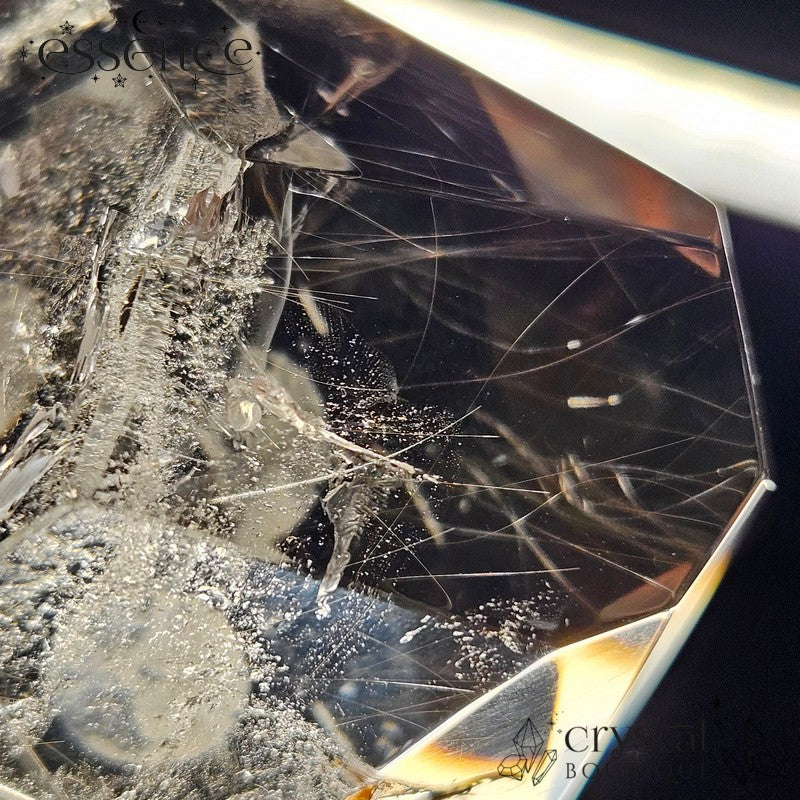 Clear Quartz Free Form with Silver Angel Hair (Silver Rutile)