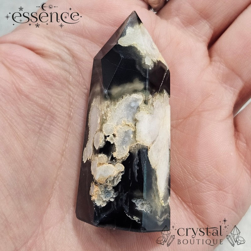 Black Flower Agate Tower 38gms