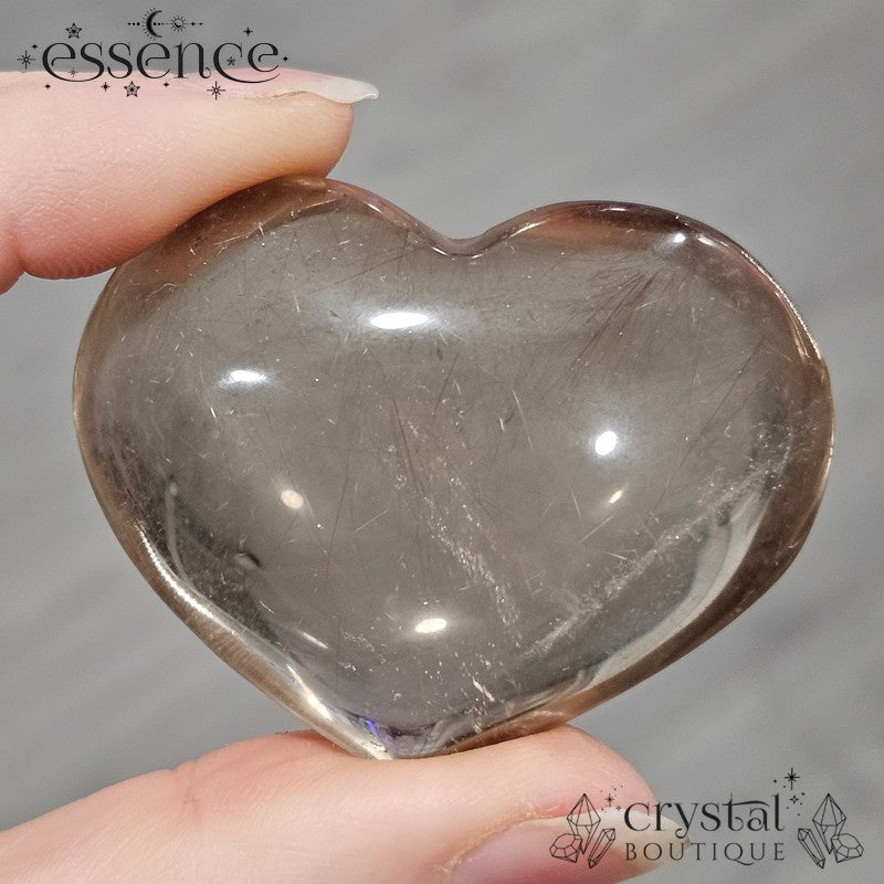 Rutile Smoky Quartz Heart