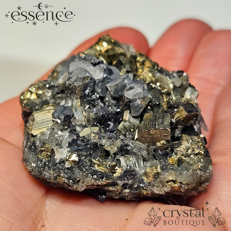 Bulgarian Crystal Specimen with Galena, Pyrite and Quartz  - 77g