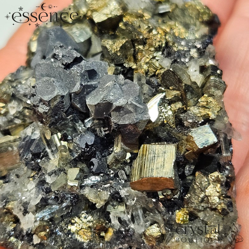 Bulgarian Crystal Specimen with Galena, Pyrite and Quartz  - 77g