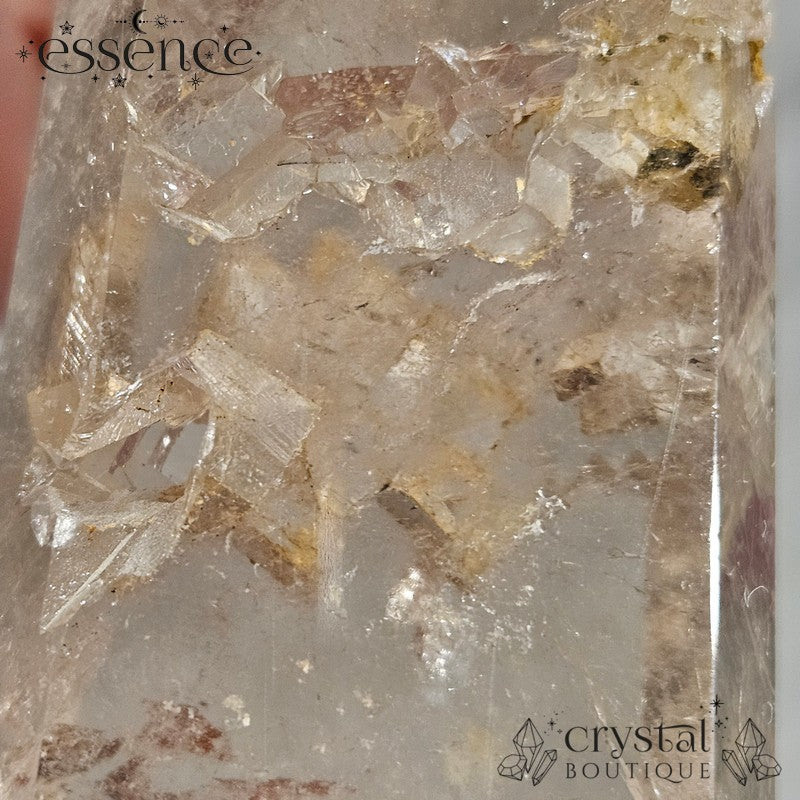 Brazilian Clear Quartz with Calcite Inclusions Tower