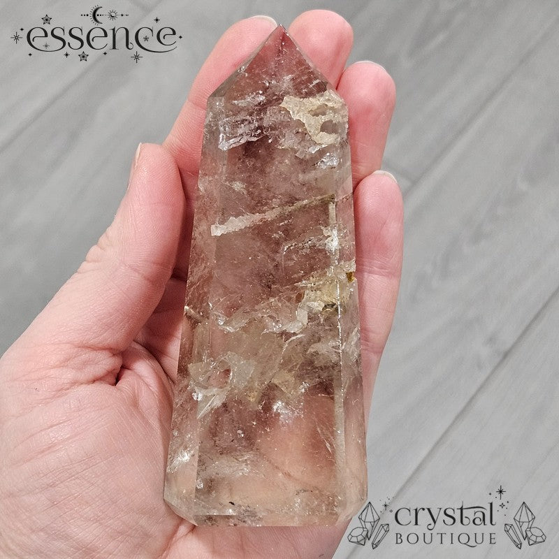 Brazilian Clear Quartz with Calcite Inclusions Tower