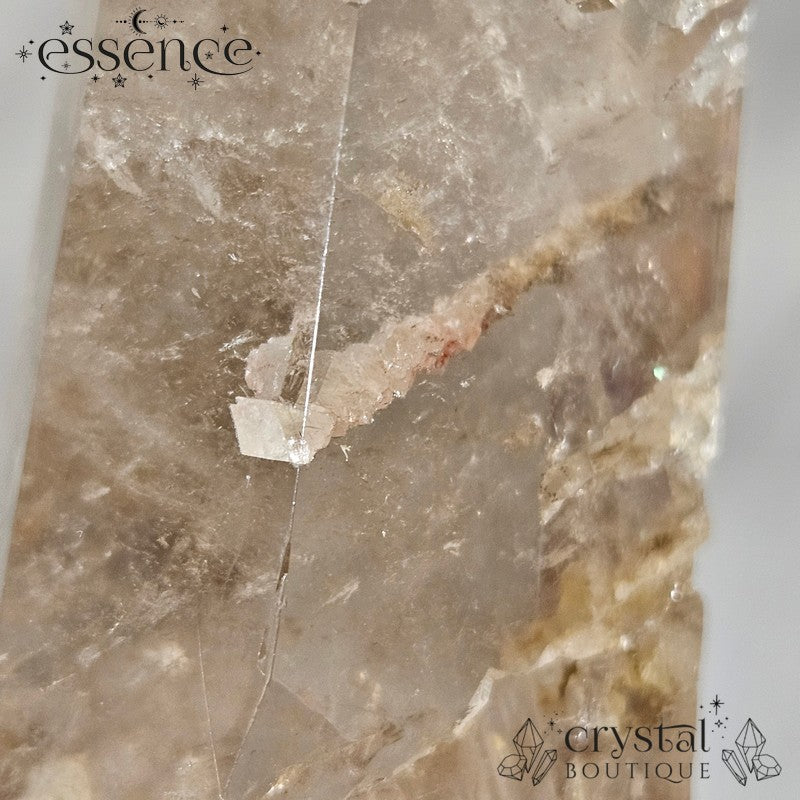 Brazilian Clear Quartz with Calcite Inclusions Tower