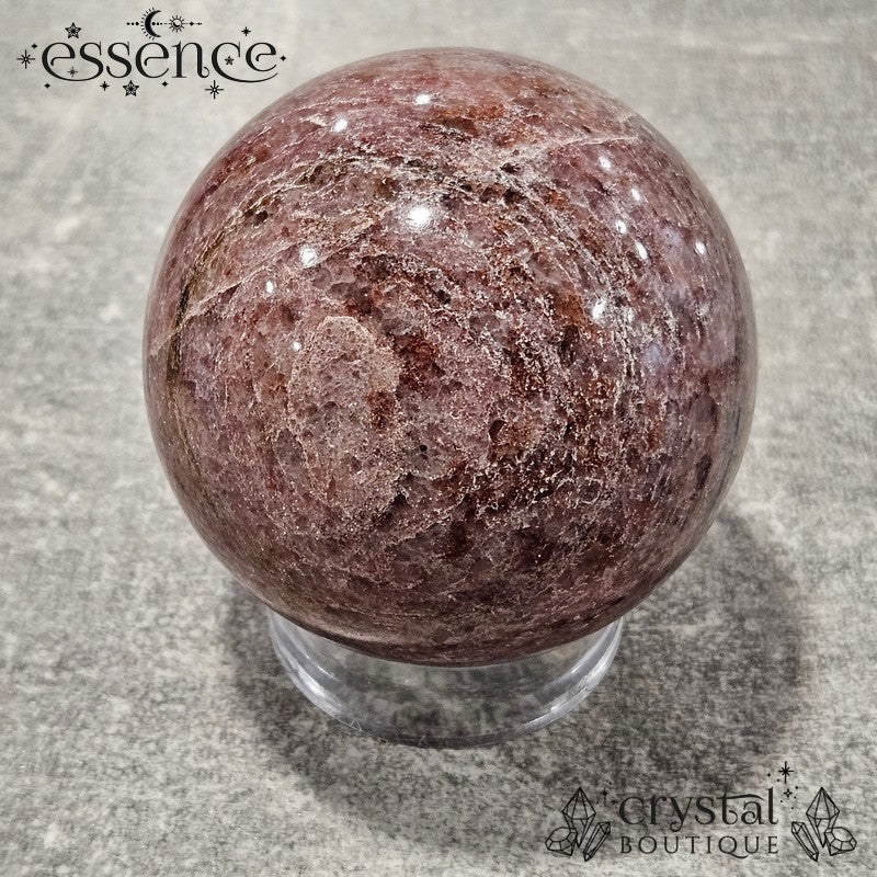 Lepidolite Sphere with Pink and Black Tourmaline