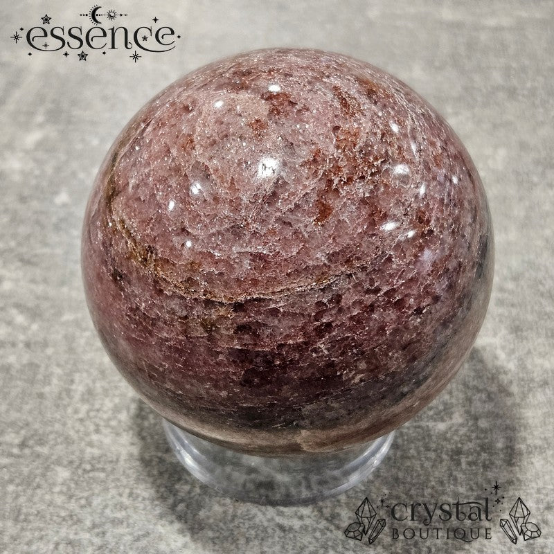 Lepidolite Sphere with Pink and Black Tourmaline