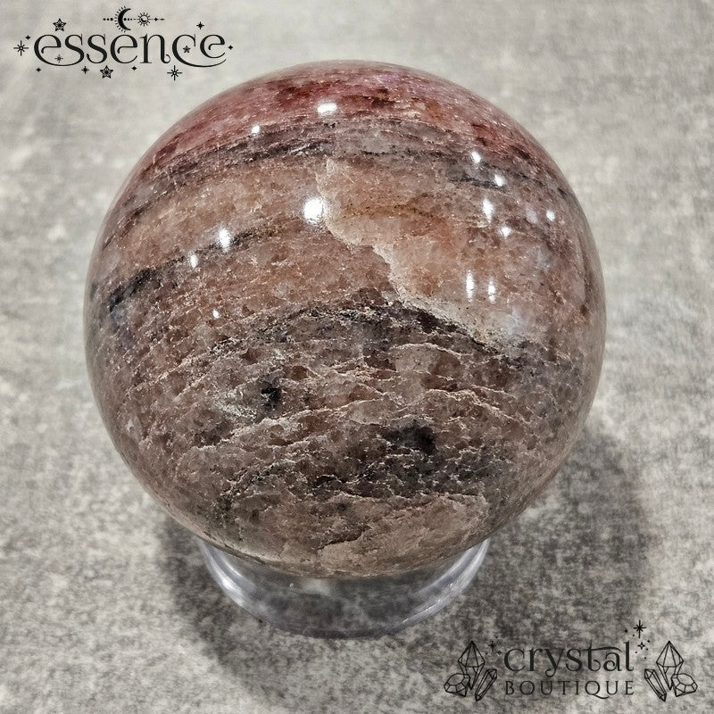 Lepidolite Sphere with Pink and Black Tourmaline