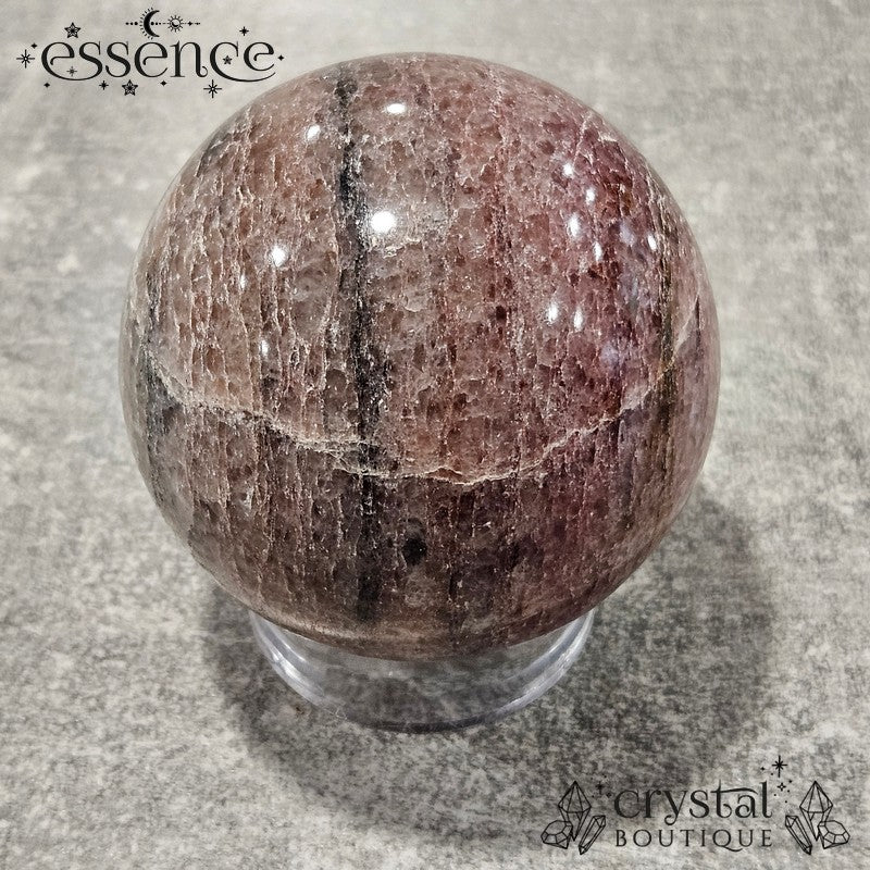 Lepidolite Sphere with Pink and Black Tourmaline