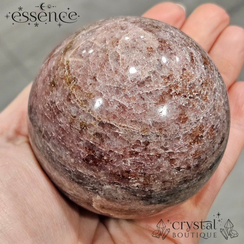 Lepidolite Sphere with Pink and Black Tourmaline