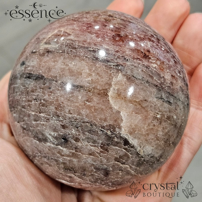 Lepidolite Sphere with Pink and Black Tourmaline