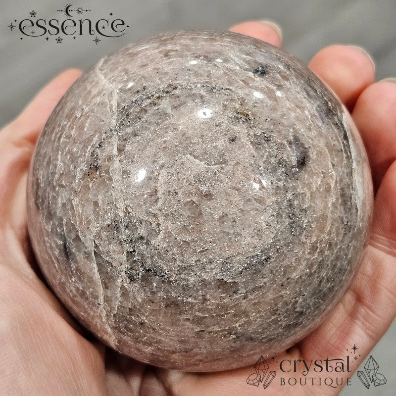 Lepidolite Sphere with Pink and Black Tourmaline