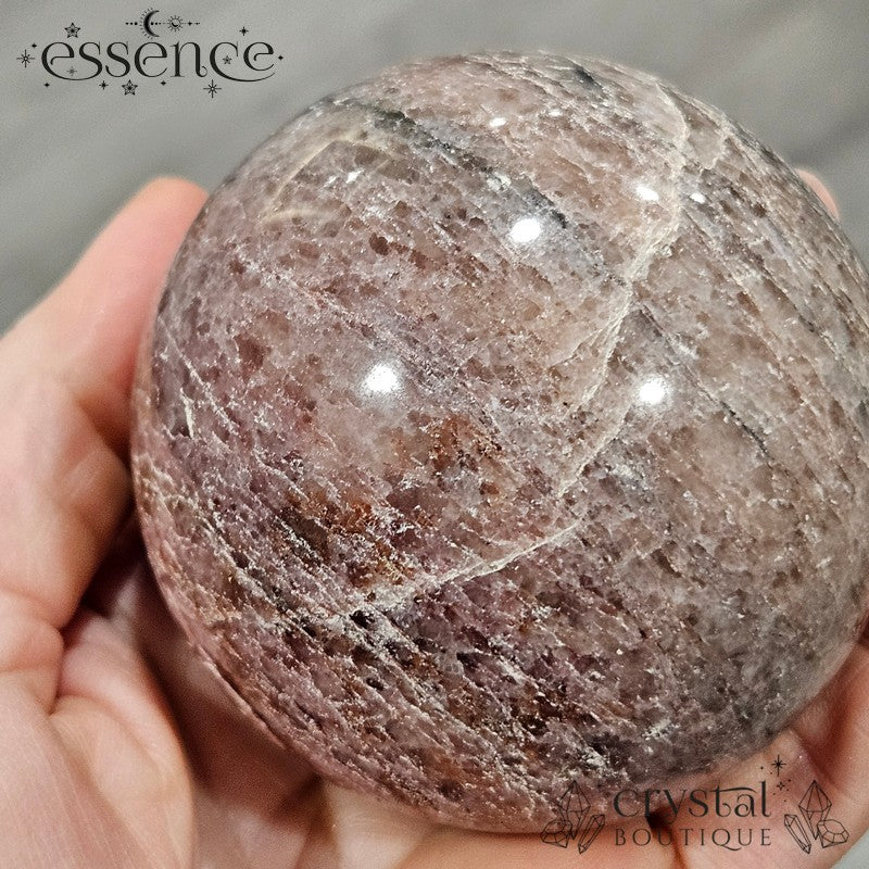 Lepidolite Sphere with Pink and Black Tourmaline