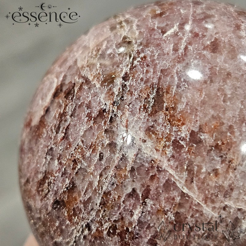 Lepidolite Sphere with Pink and Black Tourmaline