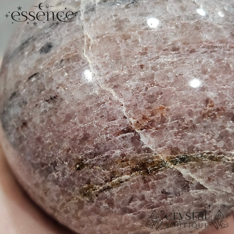 Lepidolite Sphere with Pink and Black Tourmaline