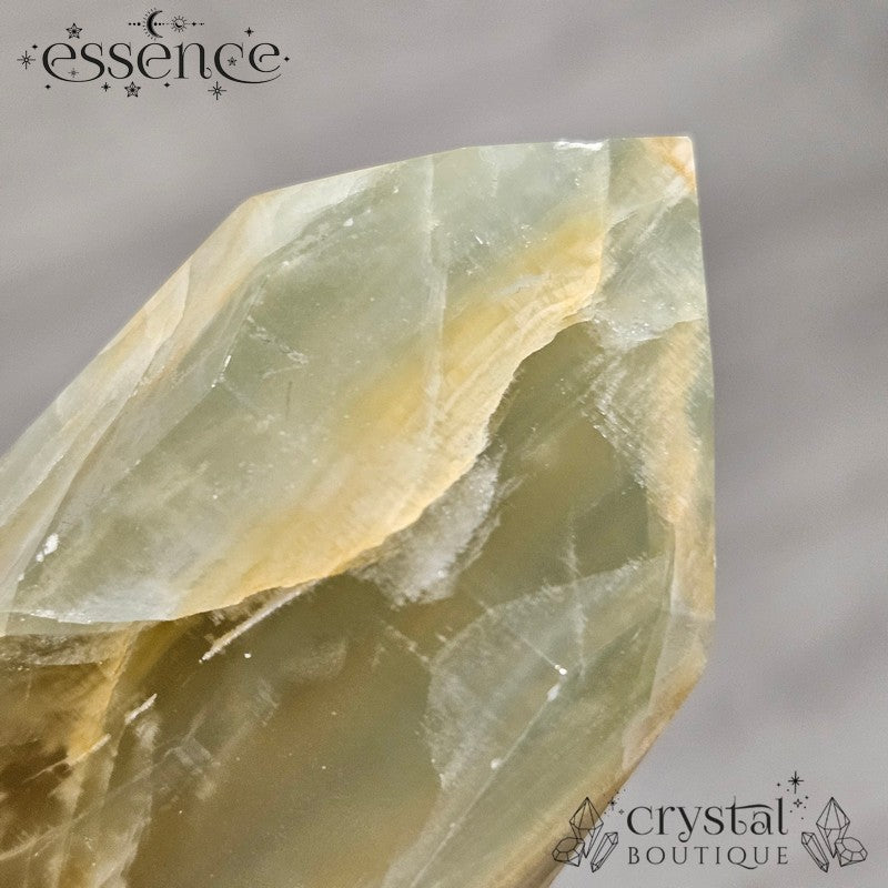 Green Calcite Tower – 82g of Brazilian Magic! ✨