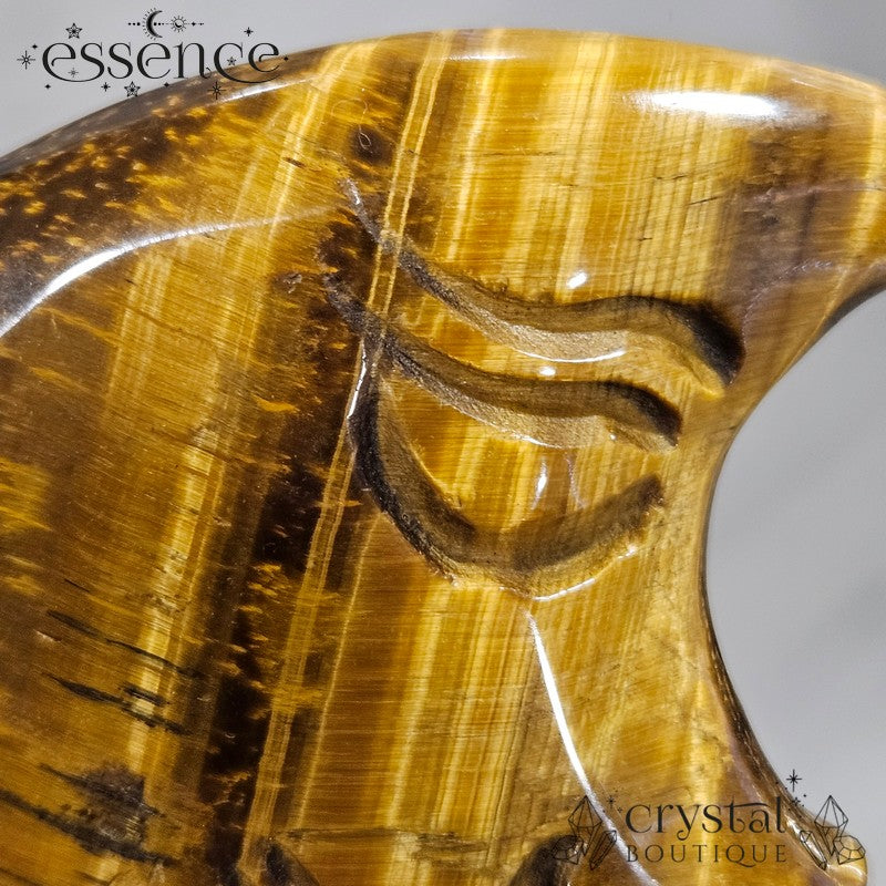 Golden Tiger's Eye Moon Face Carving – 86g of Flashy Lunar Magic