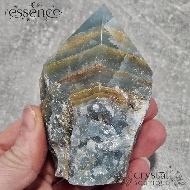 Blue Calcite Cut Base Point