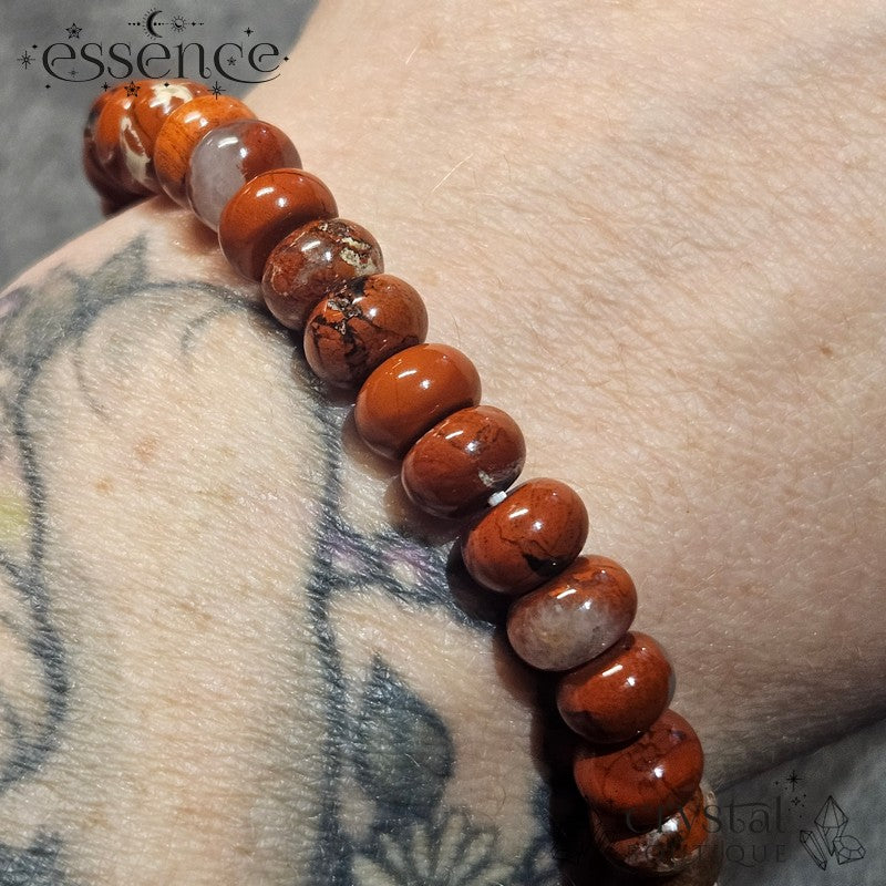 Red Jasper Barrel Bead Bracelet