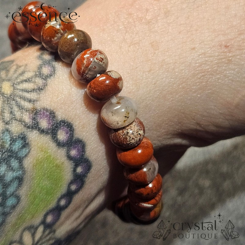 Red Jasper Barrel Bead Bracelet